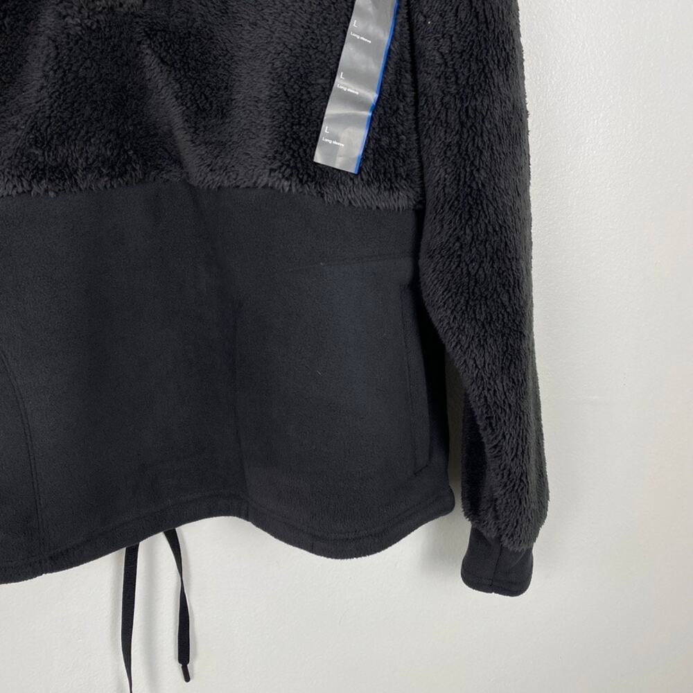 All‎ in Motion Black Brushed Pullover Sweater Henley Snap Neck Size Large - Picture 3 of 11